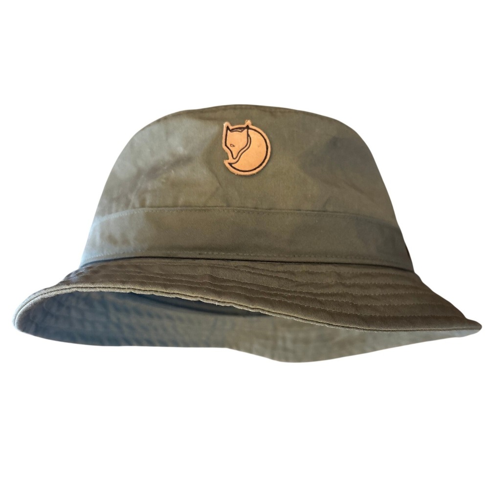 Fjallraven G-1000 Bucket Hat Olive Green Leather Logo Patch Mens Size Medium